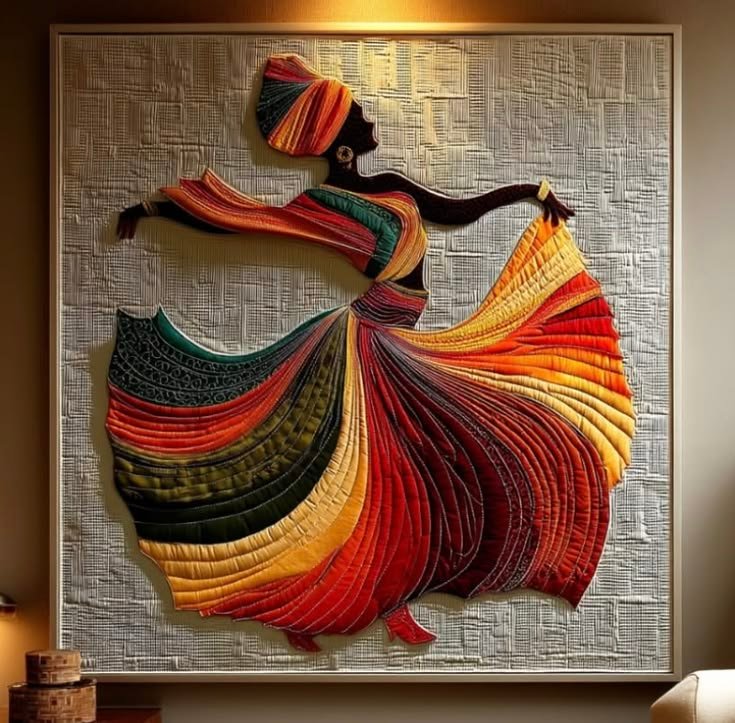 Handmade Thread Art Village Scene - Small